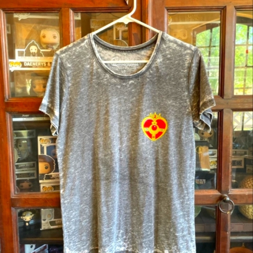 Sailor moon anime grey distressed t-shirt sz L
